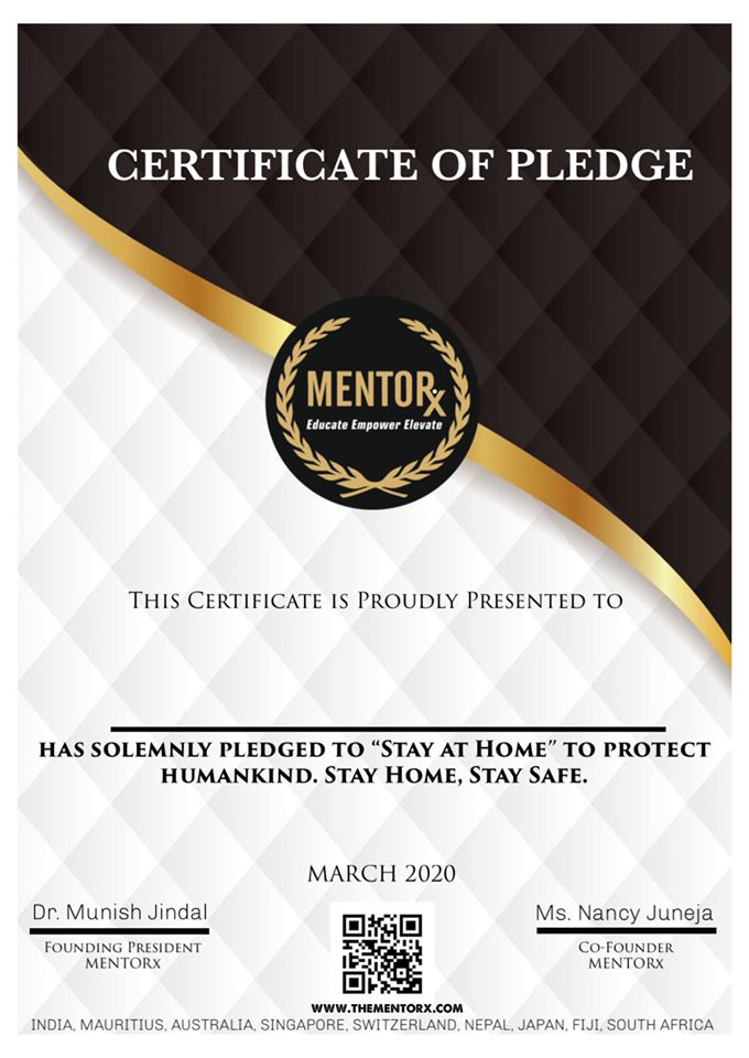 MENTORx - Certificate of Pledge